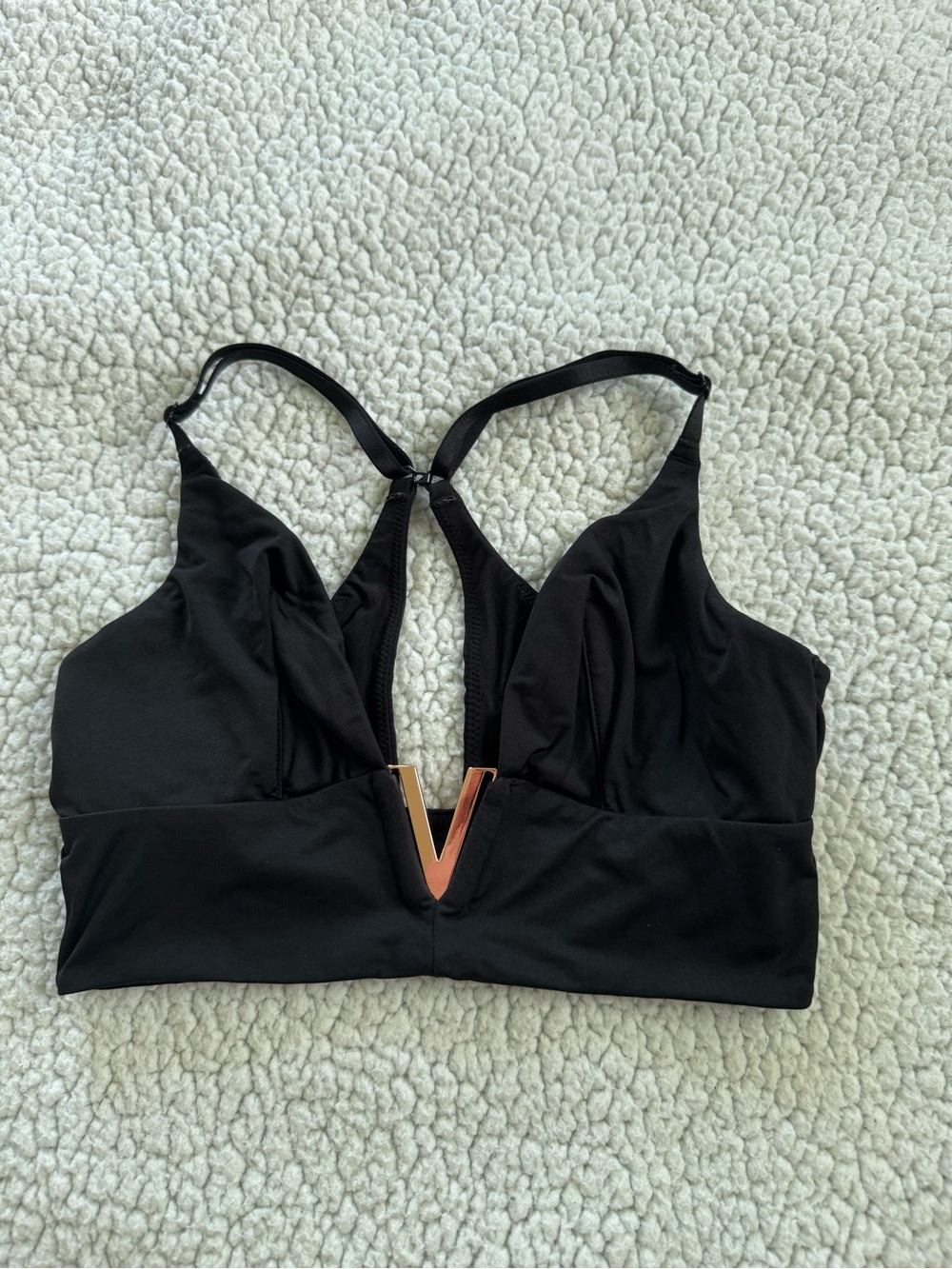 Victoria's Secret Black Plunge V-Bralette with Gold Accent